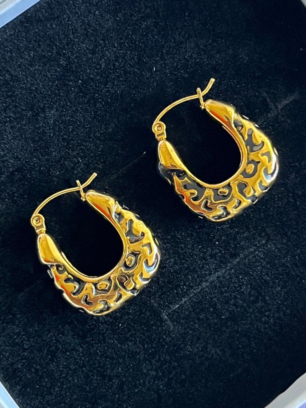 Leopard Print Chunky Hoop Earrings